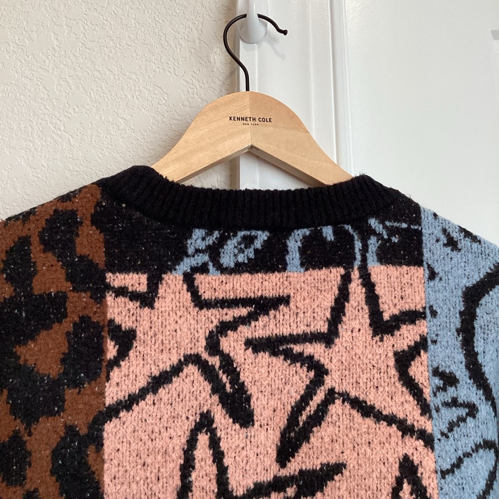 Scotch & Soda Jacquard Graphic Sweater New Medium Leopard Sun Star Anthropologie - Picture 14 of 16